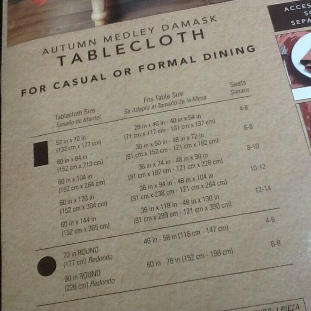 2 SPICE-color Autumn Medley Damask 60x104 inch Tablecloths (each seats 8 to 10) - Picture 9 of 12